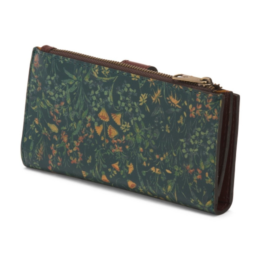 Patricia Nash Nazari Continental Leather Wallet RFID Protection Green Floral - Picture 2 of 3